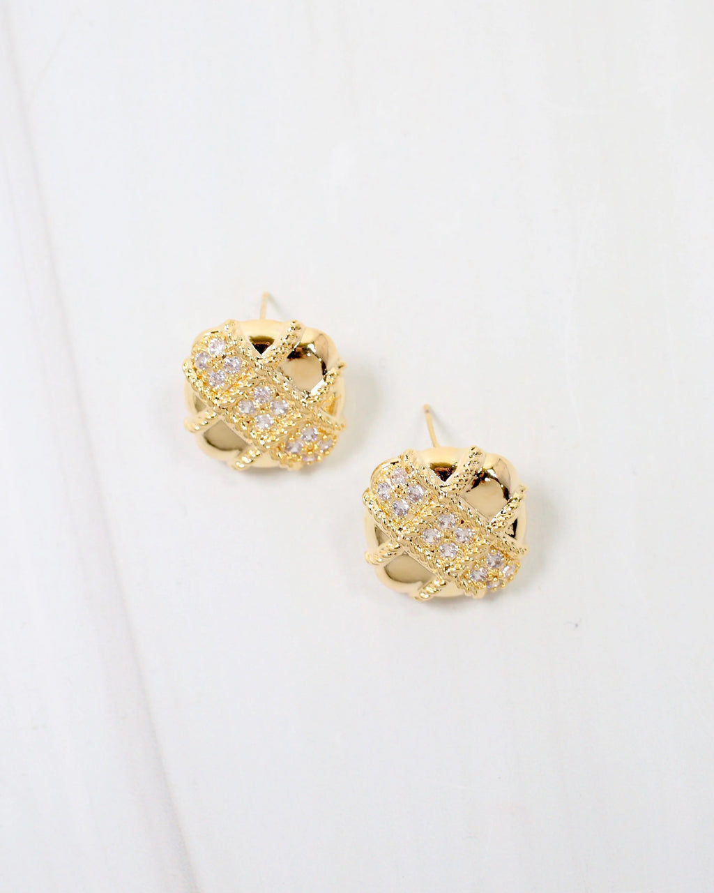 Abbeville CZ Embellished Gold Stud Earring