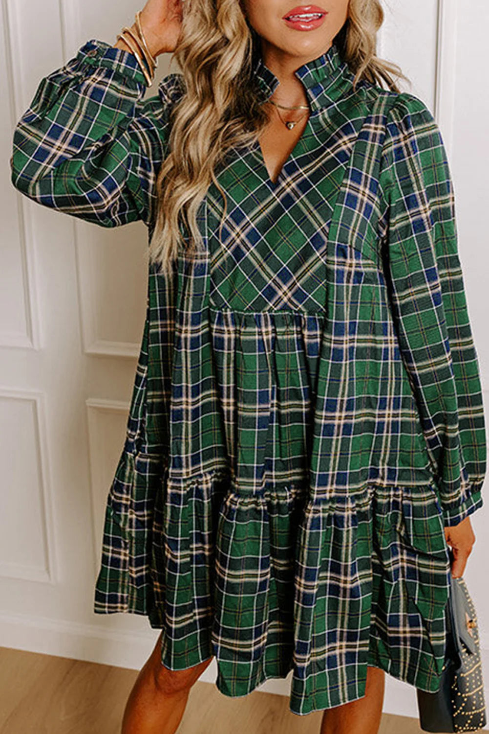 Green Plaid Frilly Dress