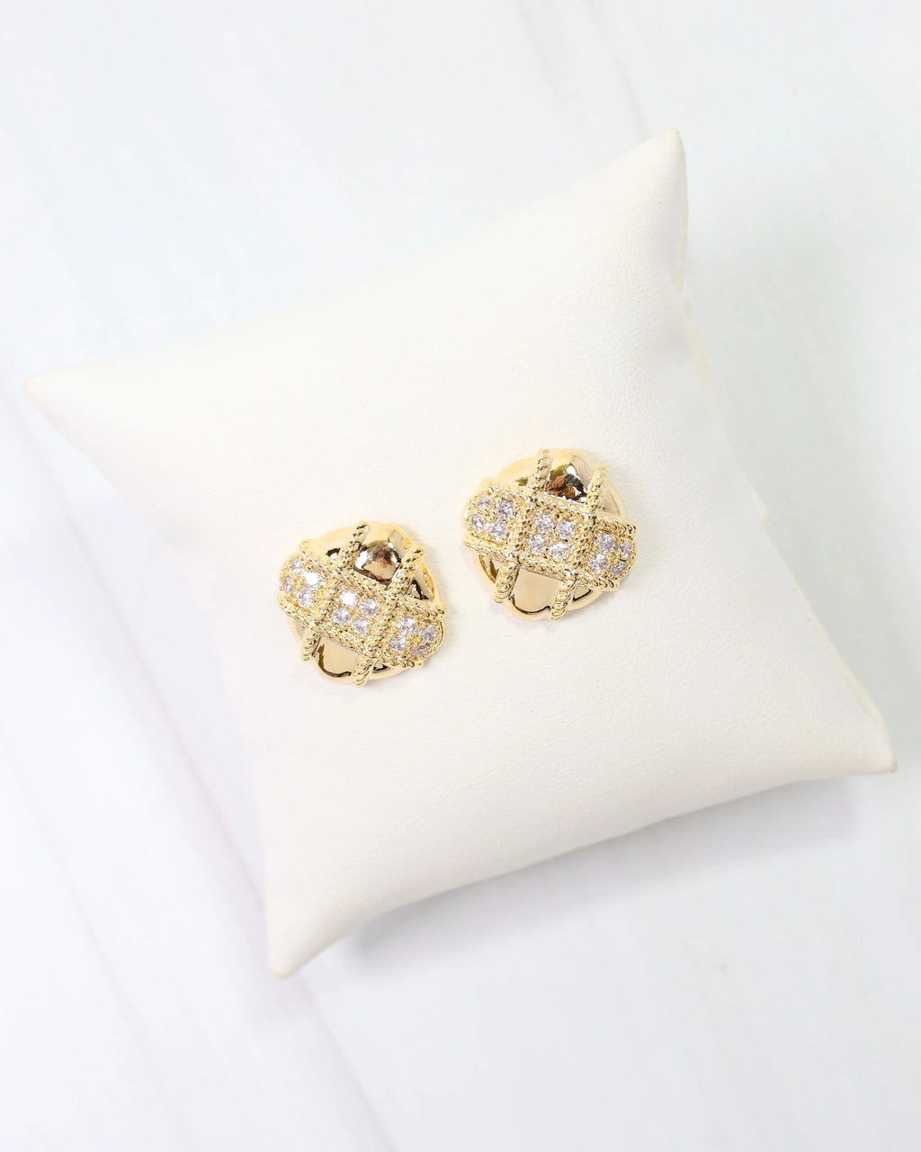 Abbeville CZ Embellished Gold Stud Earring