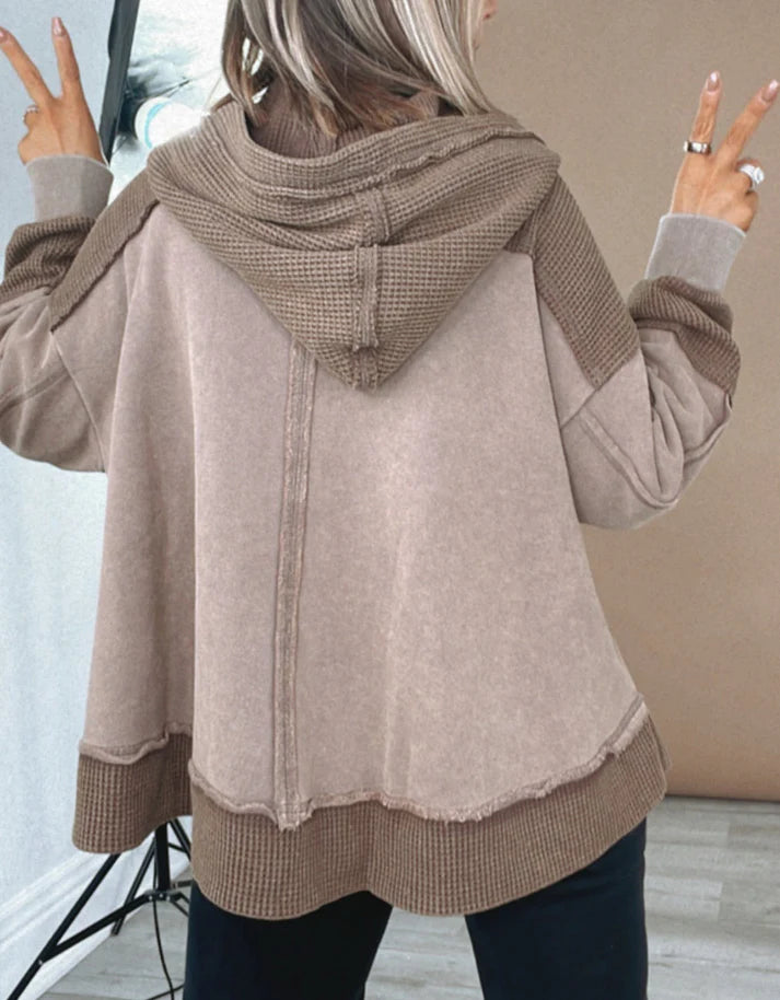 Waffle Patchwork Hoodie (Curvy)