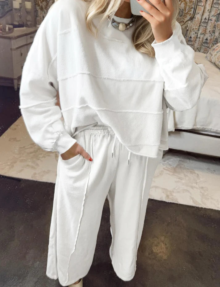 White Textured Raw Seam Set (Curvy)